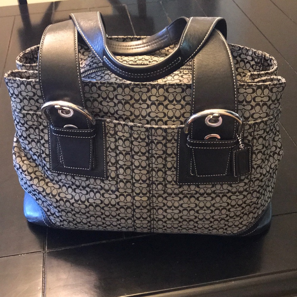 Authentic Coach Large Black Monogram Shoulder Bag - image 1